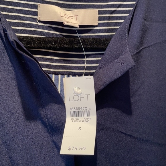 Ann Taylor LOFT navy and white color block shirt dress size Small - Picture 2 of 7